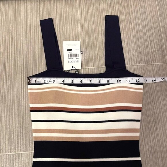 NWT Bardot Striped Sleeveless Bodycon Midi Dress Size XS Square Neck Neutral - Picture 12 of 13